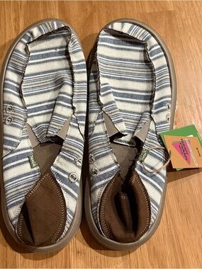 Sanuk Donny Nautical Sidewalk Surfer Men's- Navy Multi - Blue/White/Brown - 12